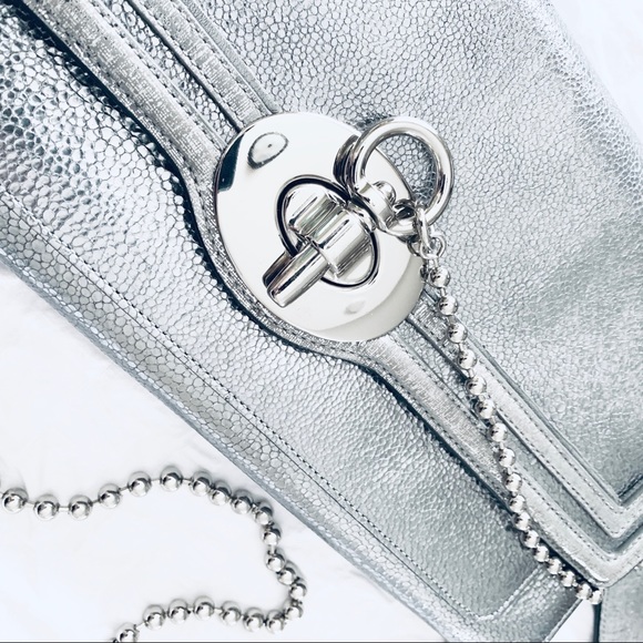 Coach Handbags - Coach Flagship Metallic Lambskin Leather Clutch